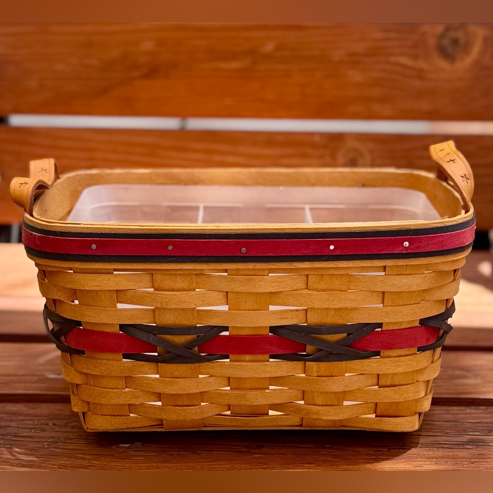 Longaberger 2000 Sparkler Basket with divided protector and leather straps